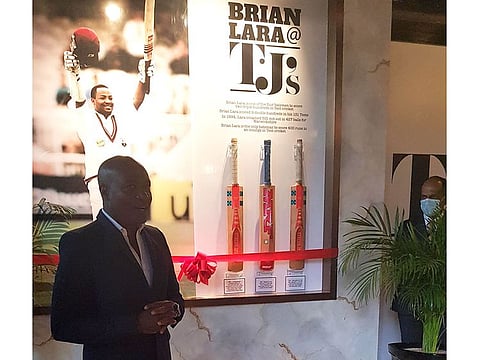 Brian Lara speaks at the donation of his famous cricket bats in Dubai