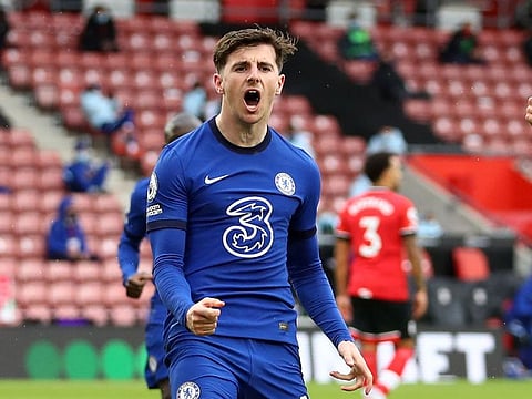Chelsea's Mason Mount celebrates scoring the leveller against Southampton