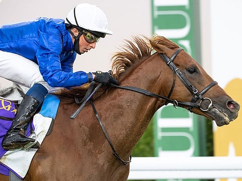 Space Blues wins for Godolphin in the  the Saudi Turf Sprint at the Abdulaziz Racetrack