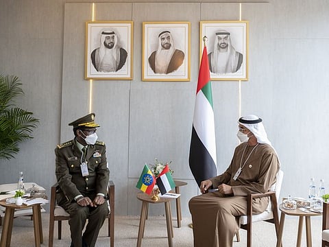 During the tour, Sheikh Mohamed was introduced to the representatives of participating countries and senior officials from the event’s exhibitors