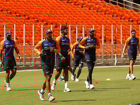 Team India train in Motera