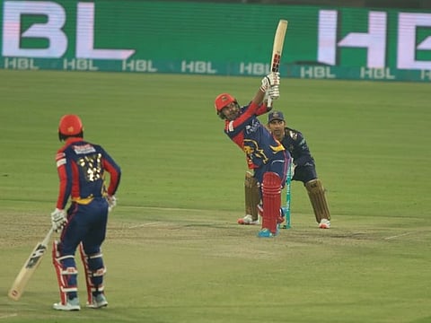 Mohammed Nabi of Karachi Kings scores the winning runs as the Pakistan Super League VI got underway in Karachi on Saturday night.