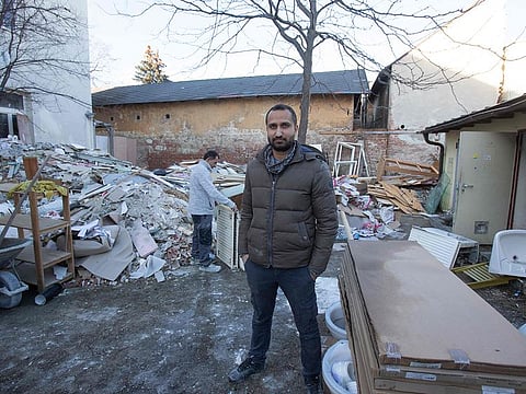 Sukhdeep Singh stands in front of the Laura Gatner house in Hirtenberg near Baden, Lower Austria, where he used to live.