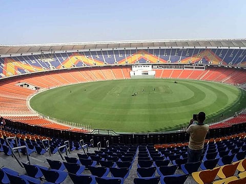 A general view of the Narendra Modi Stadium in Motera, on the outskirts of Ahmedabad