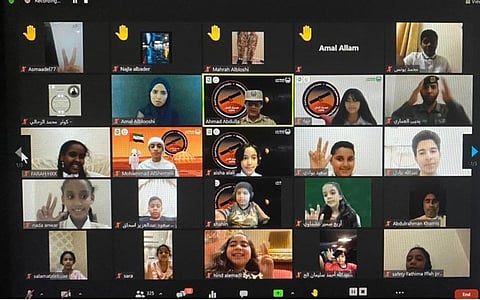 Students interact with police during an online session.