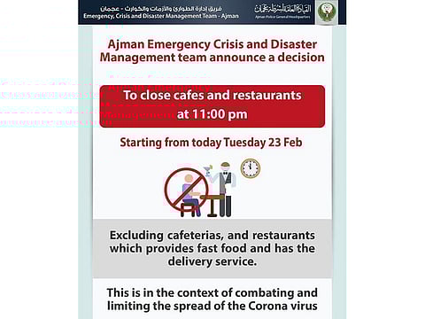 The Crisis and Disaster Team called on the owners of restaurants and cafés to adhere to the decision.