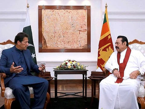 PM Imran Khan during a joint press conference with his Sri Lankan counterpart Mahinda Rajapaksa. The visit is aimed at strengthening bilateral relationship between Pakistan and Sri Lanka.