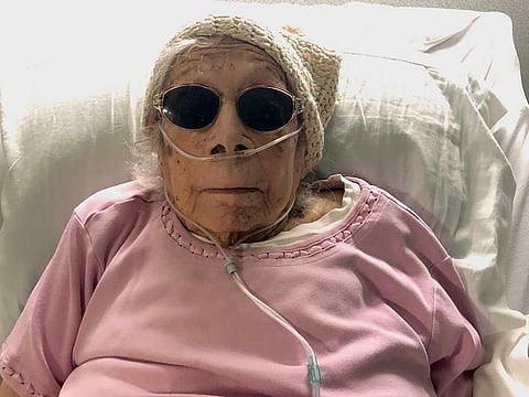 An undated photo provided by Michael Neiman of Lucia DeClerck, the oldest resident of her New Jersey nursing home, tested positive for the coronavirus on her 105th birthday, one day after her second vaccine shot.