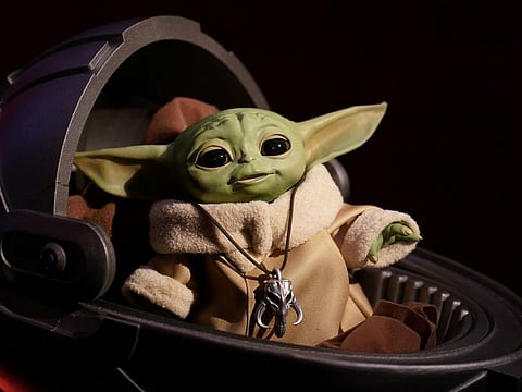 An animatronic Baby Yoda toy is pictured during a "Star Wars" advance product showcase in the Manhattan borough of New York City, New York, U.S., February 20, 2020.