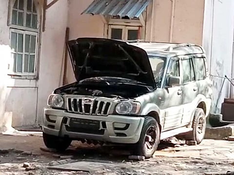 The suspicious car carrying gelatin sticks found outside Mukesh Ambani residence.