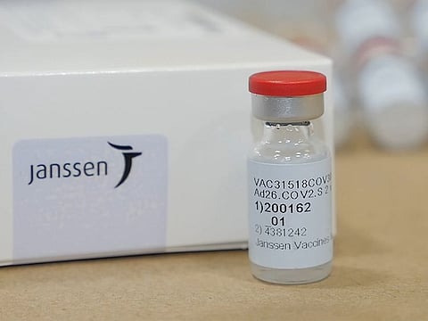 A vial of Johnson & Johnson's Janssen COVID-19 vaccine.