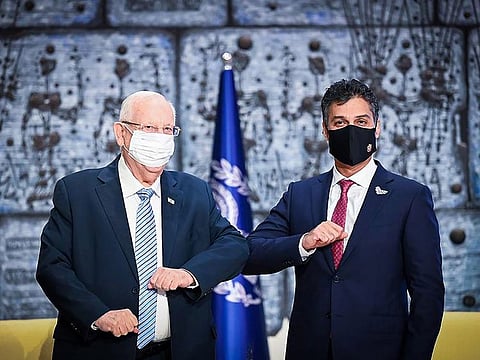 Mohamed Mahmoud Al Khaja presented his credentials to Israeli President Rivlin in a ceremony on Monday.