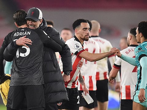 Liverpool celebrate against Sheffield United.