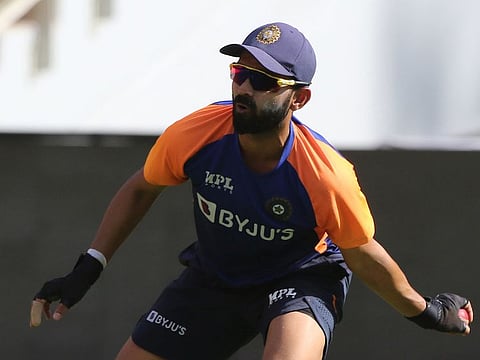 Ajinkya Rahane, India's Test vice-captain, during fielding drills at the Narendra Modi Stadium in Ahmedabad on Tuesday.