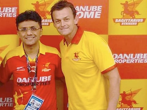 This picture was taken during the Masters Champions League in Dubai, where Adam Gilchrist was the captain of my franchise Team Sagittarius Strikers.