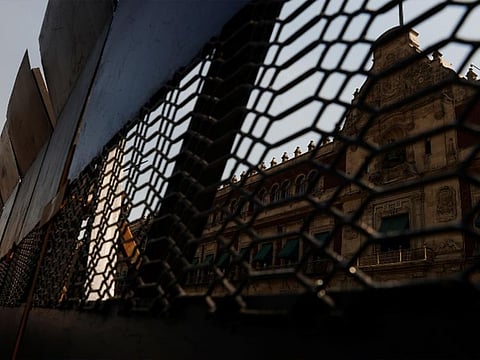 Mexico’s government has walled off the presidential palace with a metallic barrier ahead of a planned women’s march on Monday.