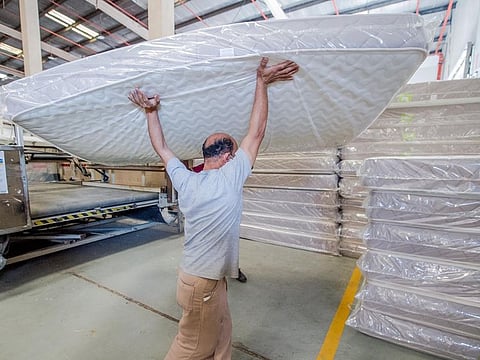 Inside the Intercoil factory, a home-grown company based in Al Quoz, Dubai, UAE. In the last 10 years, the company's manufacturing capacity rose more than five-fold from about 300 mattresses per day in 2011 to 1,500 daily in 2021.