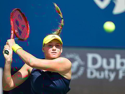 Elena Rybakina in action in Dubai