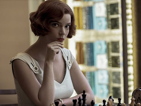 This image released by Netflix shows Anya Taylor-Joy in a scene from "The Queen's Gambit."