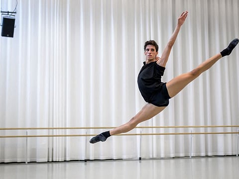 Young Egyptian dancer Luca Abdel-Nour performs during a lesson on March 3, 2021 at Switzerland's Tanz Akademie Zurich.