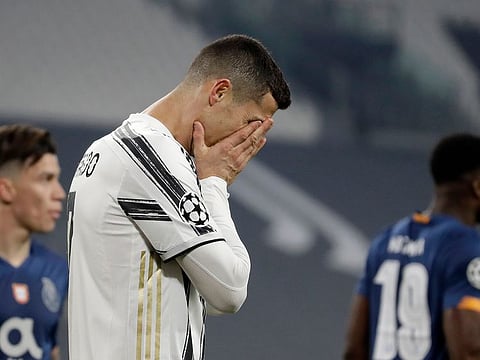 Cristiano Ronaldo reacts during the Juventus versus Porto clash.