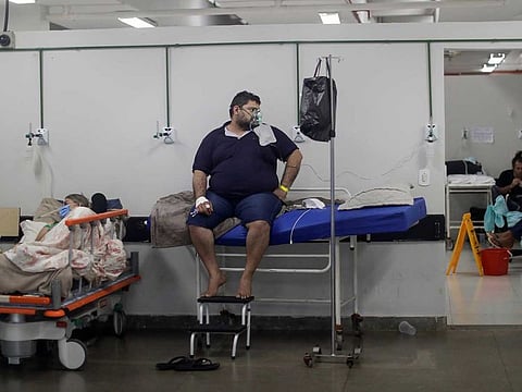 COVID-19 patients are cared for in an area that was improvised to accommodate more patients at the public HRAN Hospital in Brasilia, Brazil, March 8, 2021.