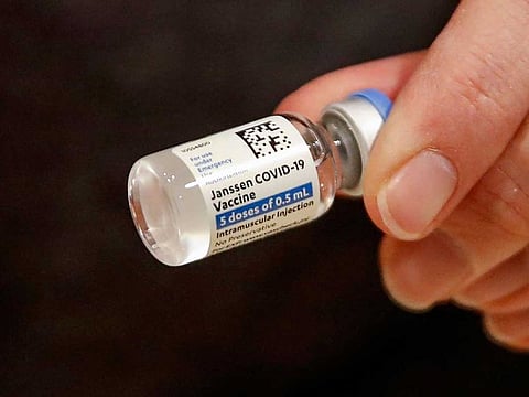 A Johnson & Johnson COVID-19 vaccine at a vaccination center established at the Hilton Chicago O'Hare Airport Hotel in Chicago, Illinois.