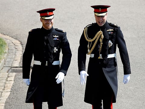 Britain's Prince Harry, Duke of Sussex, arrives with his best man Prince William, Duke of Cambridge, at St George's Chapel, Windsor Castle, in Windsor, Britain, May 19, 2018.