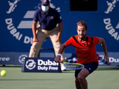 Richard Gasquet in action in Dubai