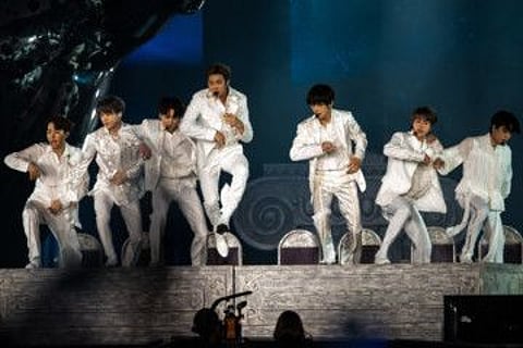 BTS performs at the Rose Bowl in Pasadena.