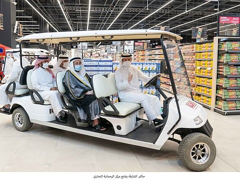 Dr Sheikh Sultan bin Muhammad Al Qasimi during his visit to Rahmania Mall on Thursday.