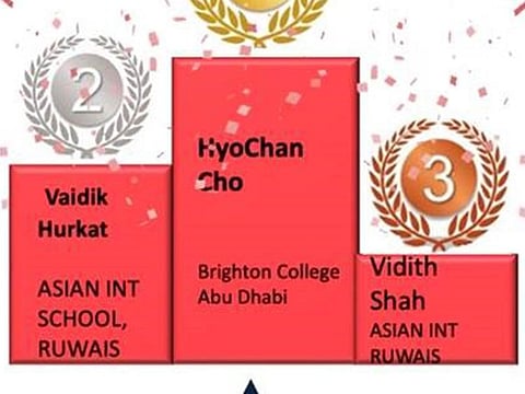 The names of the top-three rank holders at the National Mathematics Competition.