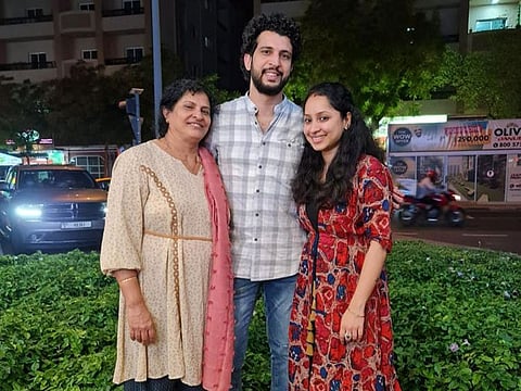 Rahul Kovithala Thazheveettil with his family.