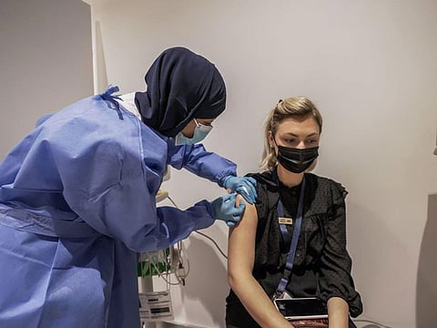 The new vaccination booth at the The Galleria Al Maryah Island.