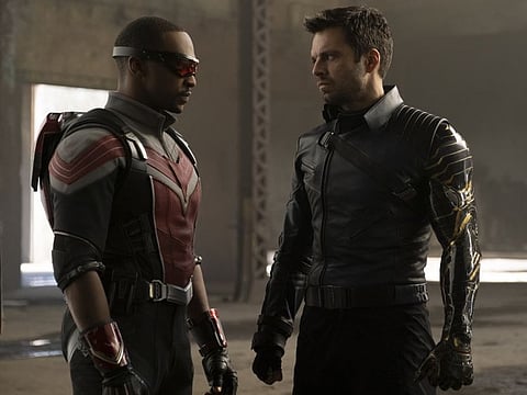 Falcon/Sam Wilson (Anthony Mackie) and Winter Soldier/Bucky Barnes (Sebastian Stan) in Marvel Studios' 'The Falcon and the Winter Soldier'.