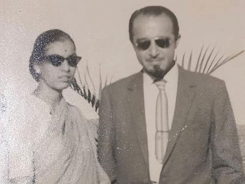 Jayshree Gandhi with her late husband Khushaldas P. Gandhi in the yesteryears in Dubai. The couple were one of the first two Indian expat couples to get married in a Hindu ceremony at the Bur Dubai temple in Dubai on March 28, 1958.