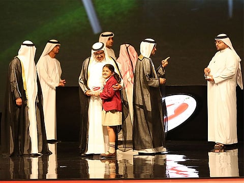 Suchetha Satish receiving the Sheikh Hamdan Bin Rashid Al Maktoum Award for Distinguished Academic Performance from Sheikh Hamdan six years ago.