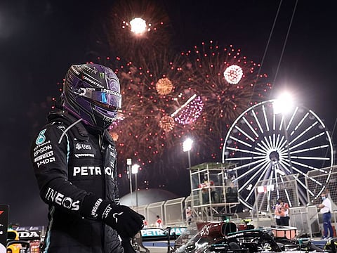Lewis Hamilton after winning the Bahrain Grand Prix