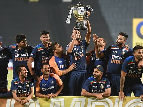 Members of Indian team are a relaxed lot after winning their ODI series 2-1 against England in Pune on Sunday.