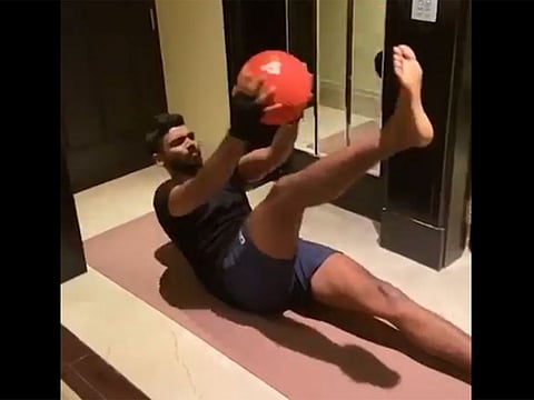 Royal Challengers Bangalore's KS Bharat trains in his hotel room