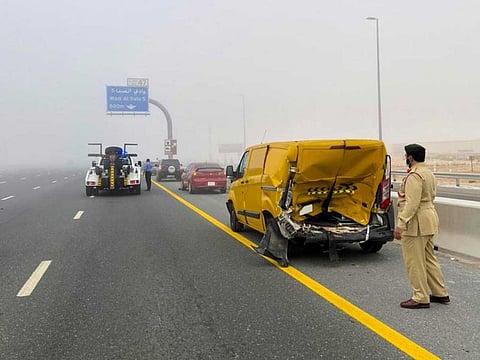Dubai Police reported an accident involving 28 vehicles on Emirates Road on Wednesday morning, leading to traffic jam.