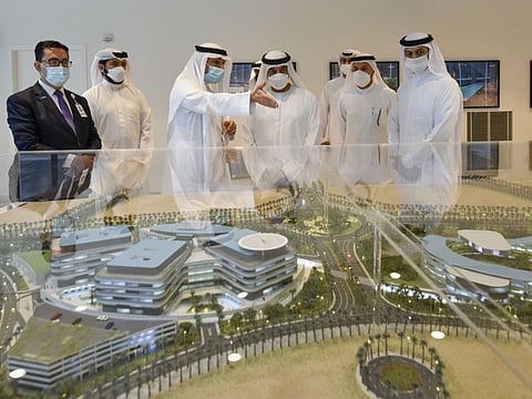 Sheikh Ahmed bin Saeed Al Maktoum, Chairman of Dubai Silicon Oasis Authority, along with Dr Mazen Fakeeh, President of Fakeeh Care, and other officials, during an official opening of Fakeeh University Hospital in Dubai Silicon Oasis, Dubai. 7th April 2021. Photo: Ahmed Ramzan/ Gulf News