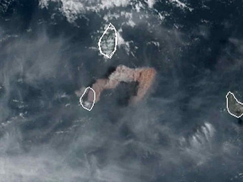 The eruption of La Soufriere Volcano in Saint Vincent.
