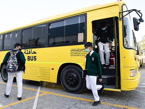 Students of Delhi Private School (DPS), Sharjah coming back to school for the new academic session after spring break.