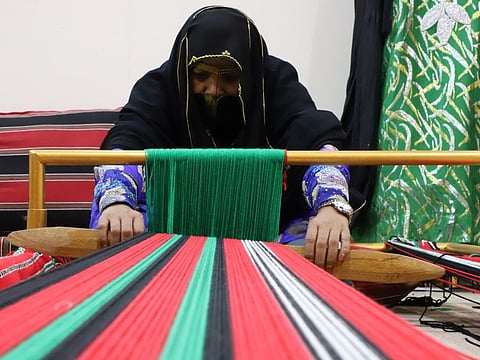 The Emirati Bedouin community’s ‘Al Sadu’ weaving handcraft, which provides soft furnishings for tents and decorative accessories for camels, was on show at Sharjah Heritage Days.