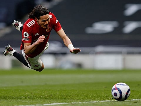 Manchester United's Edinson Cavani against Tottenham Hotspur.
