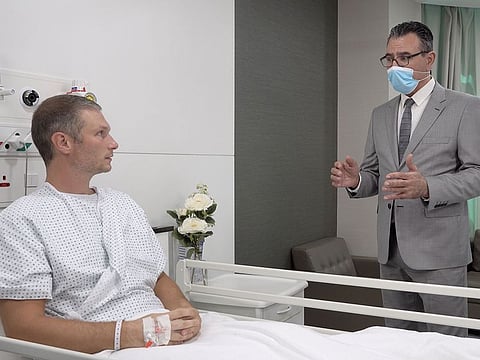 Dr. Ossama Abdallah and Thomas McNally, who underwent hip arthroscopy.