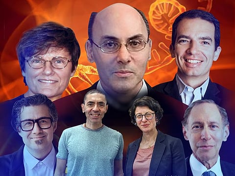 Dr Drew Weissman (centre top), a professor of Infectious Diseases at Penn’s Perelman School of Medicine, is known as the “father” of messenger RNA biology. Others in the photo (clockwise from top, left) are biochemist Dr Katalin Karikó, Weissman's co-inventor and known as the "mother" of mRNA vaccines; Moderna CEO Stephan Bancel; US scientist Dr Robert Langer Jr; Dr. Ugur Sahin and Dr. Özlem Türeci of BioNTech, and Canadian stem cell biologist Dr Derrick J. Rossi.