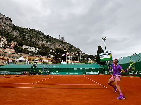 Spain's Rafael Nadal in action at the Monte Carlo Masters without fans