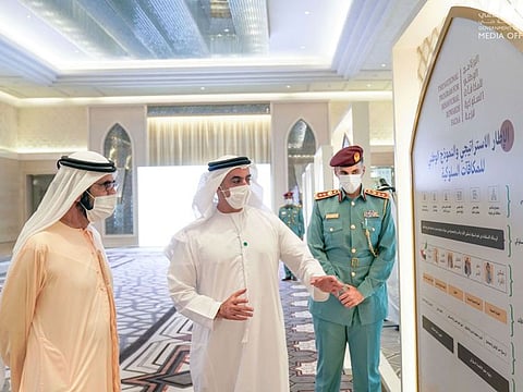 Sheikh Mohammed bin Rashid Al Maktoum with Lt Gen Sheikh Saif bin Zayed Al Nahyan at the event.